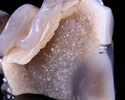 5.1" Geode Agate Hand Carved Crystal Snake Sculpture