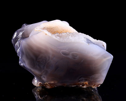 5.1" Geode Agate Hand Carved Crystal Snake Sculpture