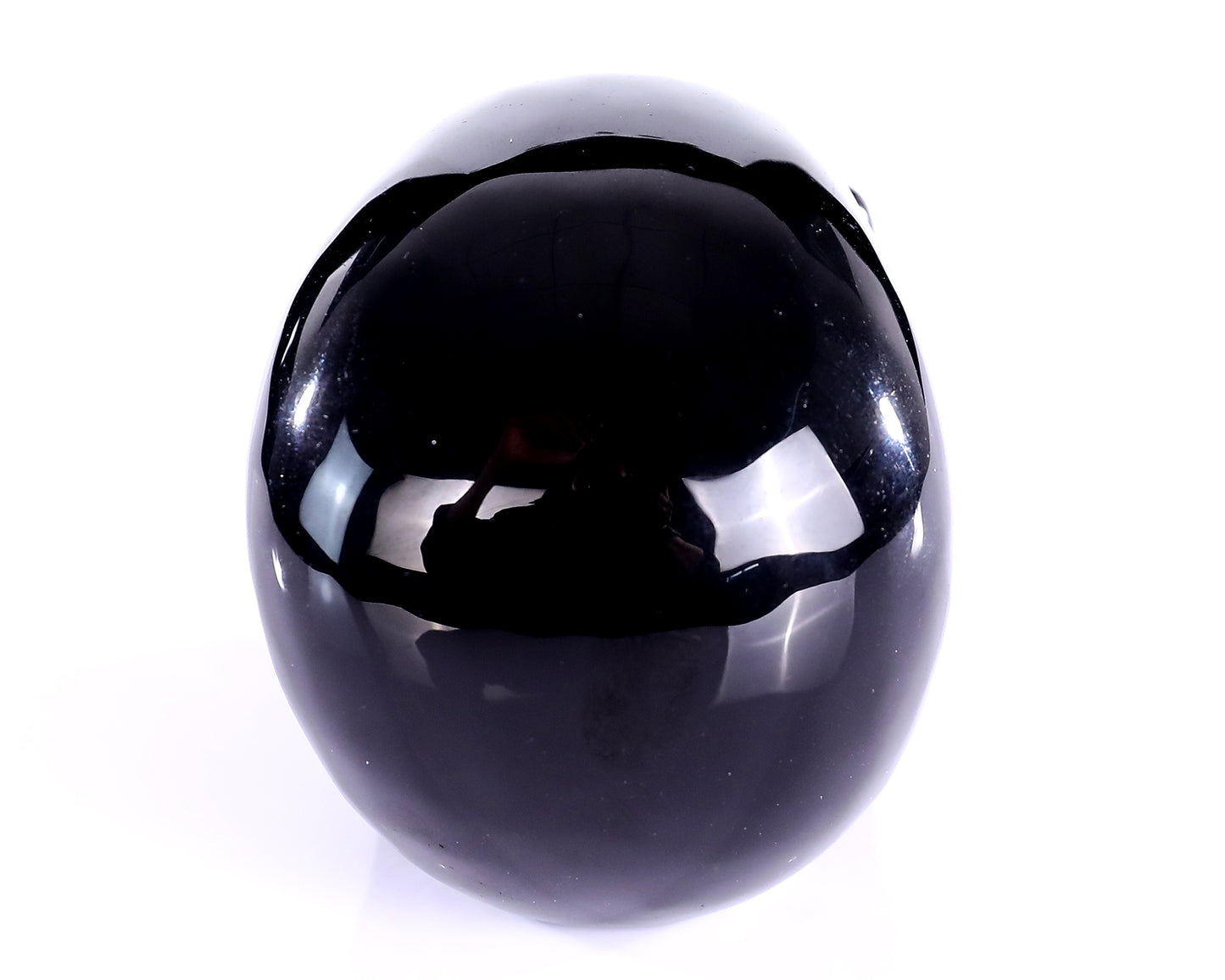 4.7" Black Obsidian Hand Carved Crystal Vampire Skull Sculpture