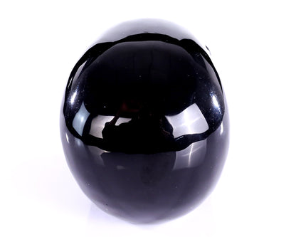4.7" Black Obsidian Hand Carved Crystal Vampire Skull Sculpture