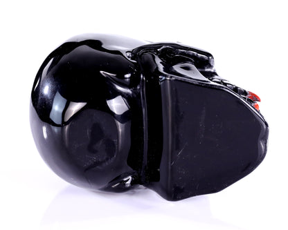 4.7" Black Obsidian Hand Carved Crystal Vampire Skull Sculpture