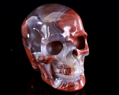 3.0" Hot Lava Agate Hand Carved Crystal Realistic Skull Sculpture
