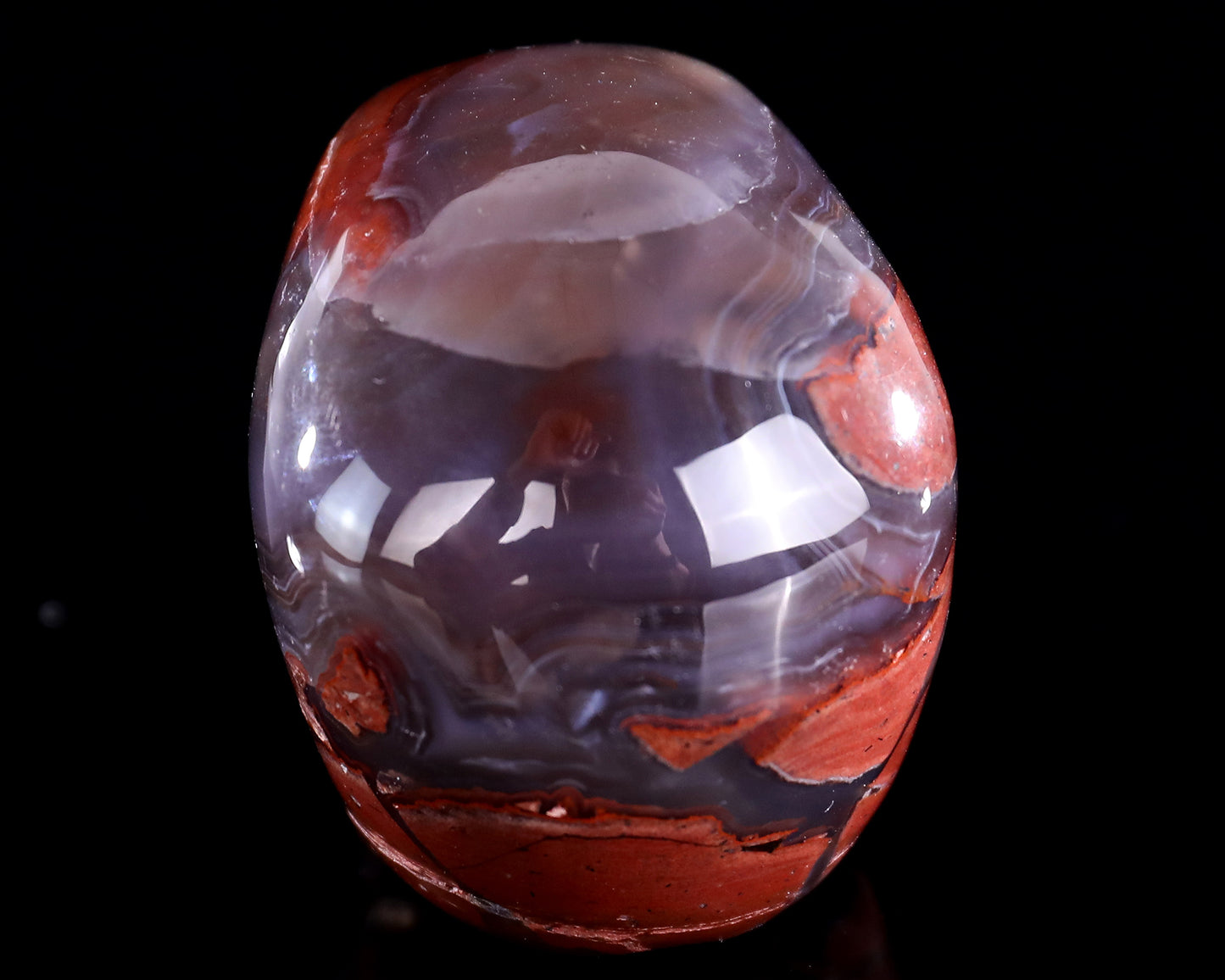 3.0" Hot Lava Agate Hand Carved Crystal Realistic Skull Sculpture