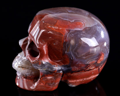 3.0" Hot Lava Agate Hand Carved Crystal Realistic Skull Sculpture