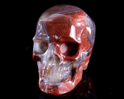 3.0" Hot Lava Agate Hand Carved Crystal Realistic Skull Sculpture