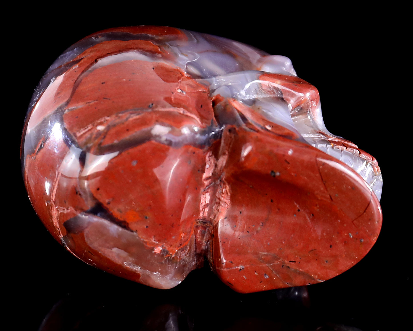 3.0" Hot Lava Agate Hand Carved Crystal Realistic Skull Sculpture