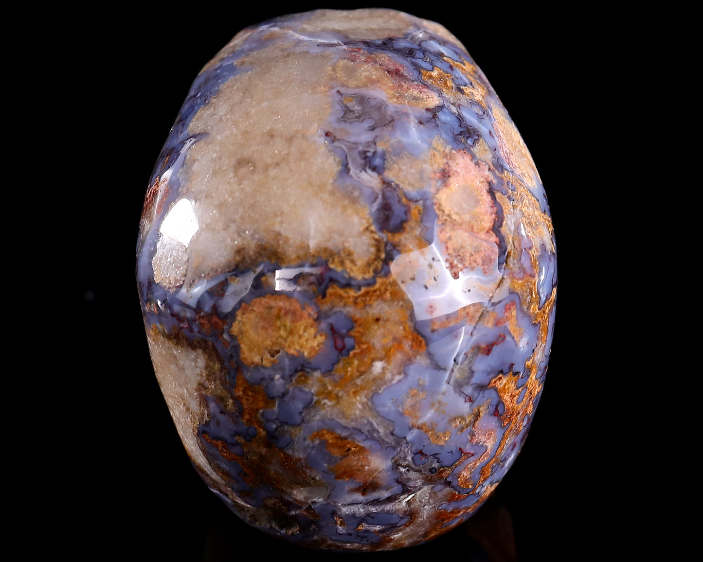 3.0" Blue Sakura Agate Hand Carved Crystal Realistic Skull Sculpture