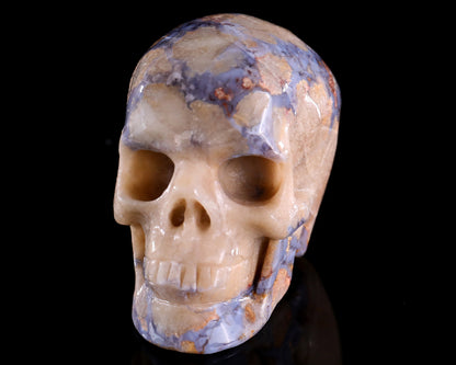 3.0" Blue Sakura Agate Hand Carved Crystal Realistic Skull Sculpture