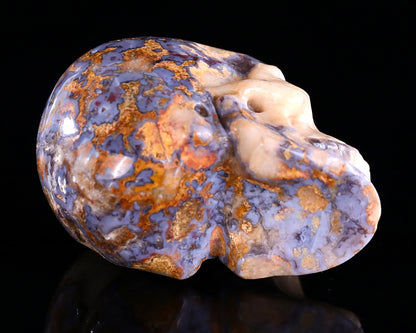 3.0" Blue Sakura Agate Hand Carved Crystal Realistic Skull Sculpture