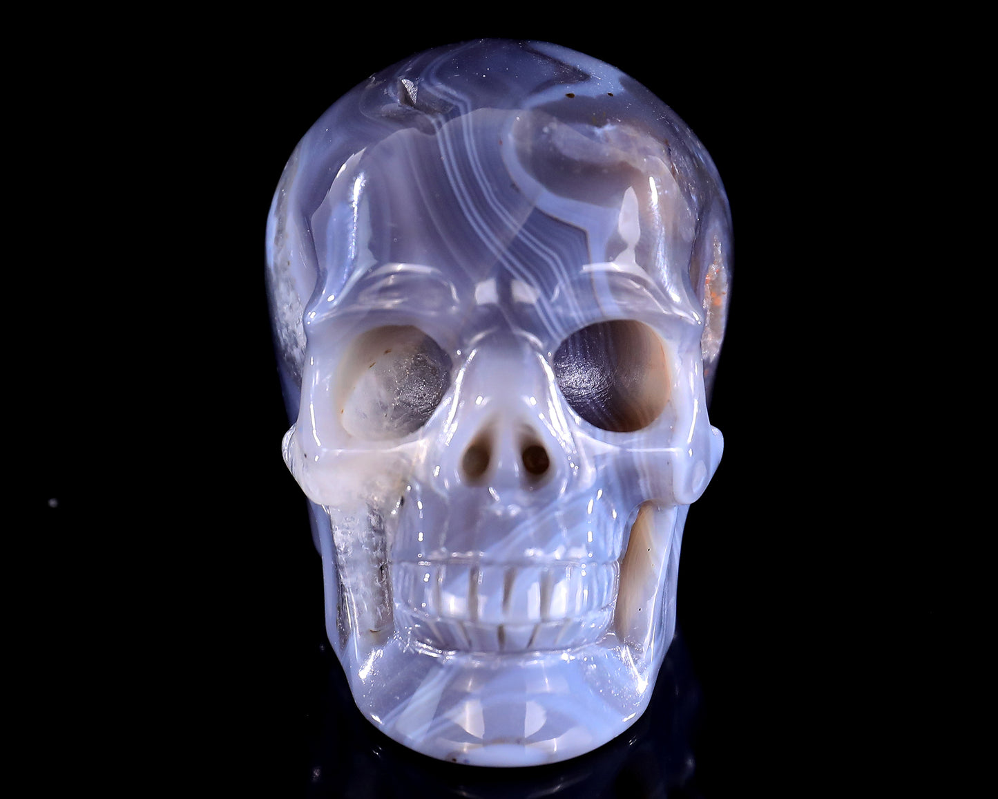 3.0" Hot Lava Agate Hand Carved Crystal Realistic Skull Sculpture