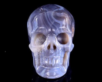 3.0" Hot Lava Agate Hand Carved Crystal Realistic Skull Sculpture
