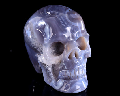 3.0" Hot Lava Agate Hand Carved Crystal Realistic Skull Sculpture