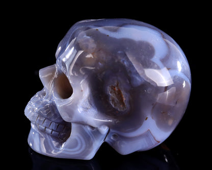 3.0" Hot Lava Agate Hand Carved Crystal Realistic Skull Sculpture