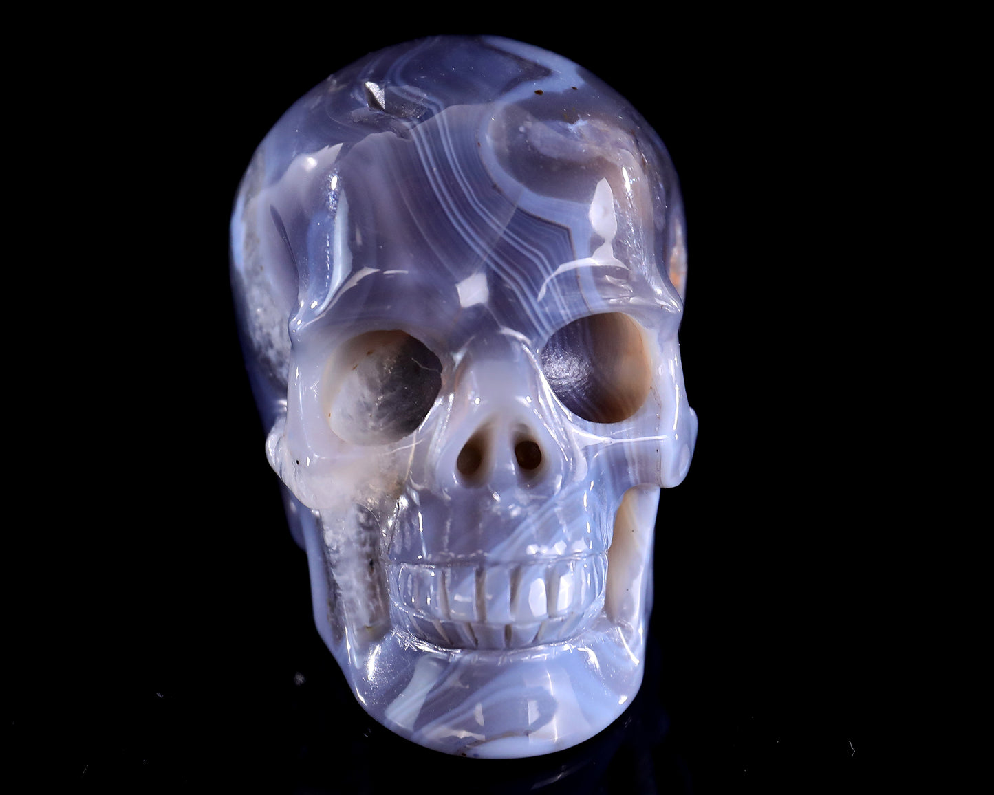 3.0" Hot Lava Agate Hand Carved Crystal Realistic Skull Sculpture