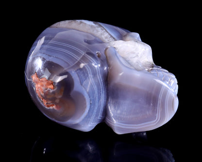 3.0" Hot Lava Agate Hand Carved Crystal Realistic Skull Sculpture