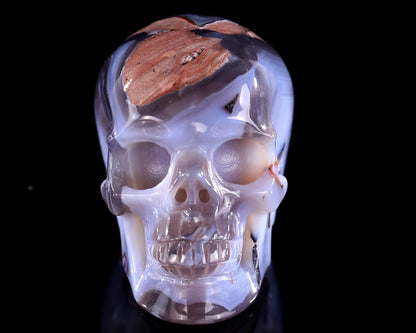 3.0" Hot Lava Agate Hand Carved Crystal Realistic Skull Sculpture