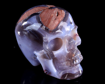 3.0" Hot Lava Agate Hand Carved Crystal Realistic Skull Sculpture