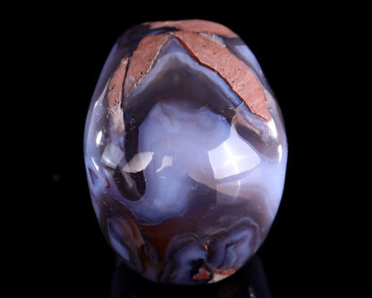3.0" Hot Lava Agate Hand Carved Crystal Realistic Skull Sculpture