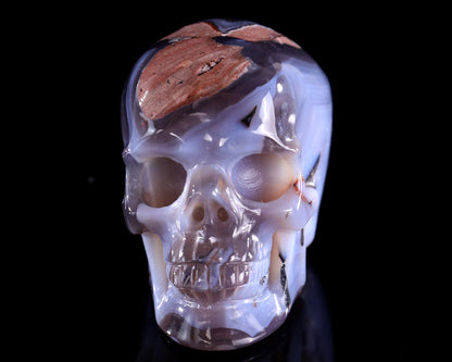 3.0" Hot Lava Agate Hand Carved Crystal Realistic Skull Sculpture