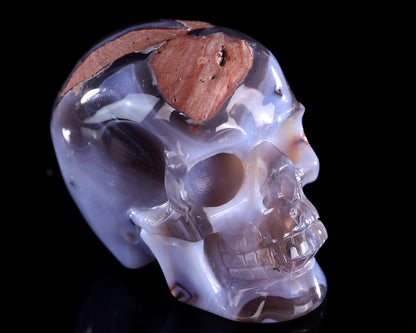 3.0" Hot Lava Agate Hand Carved Crystal Realistic Skull Sculpture
