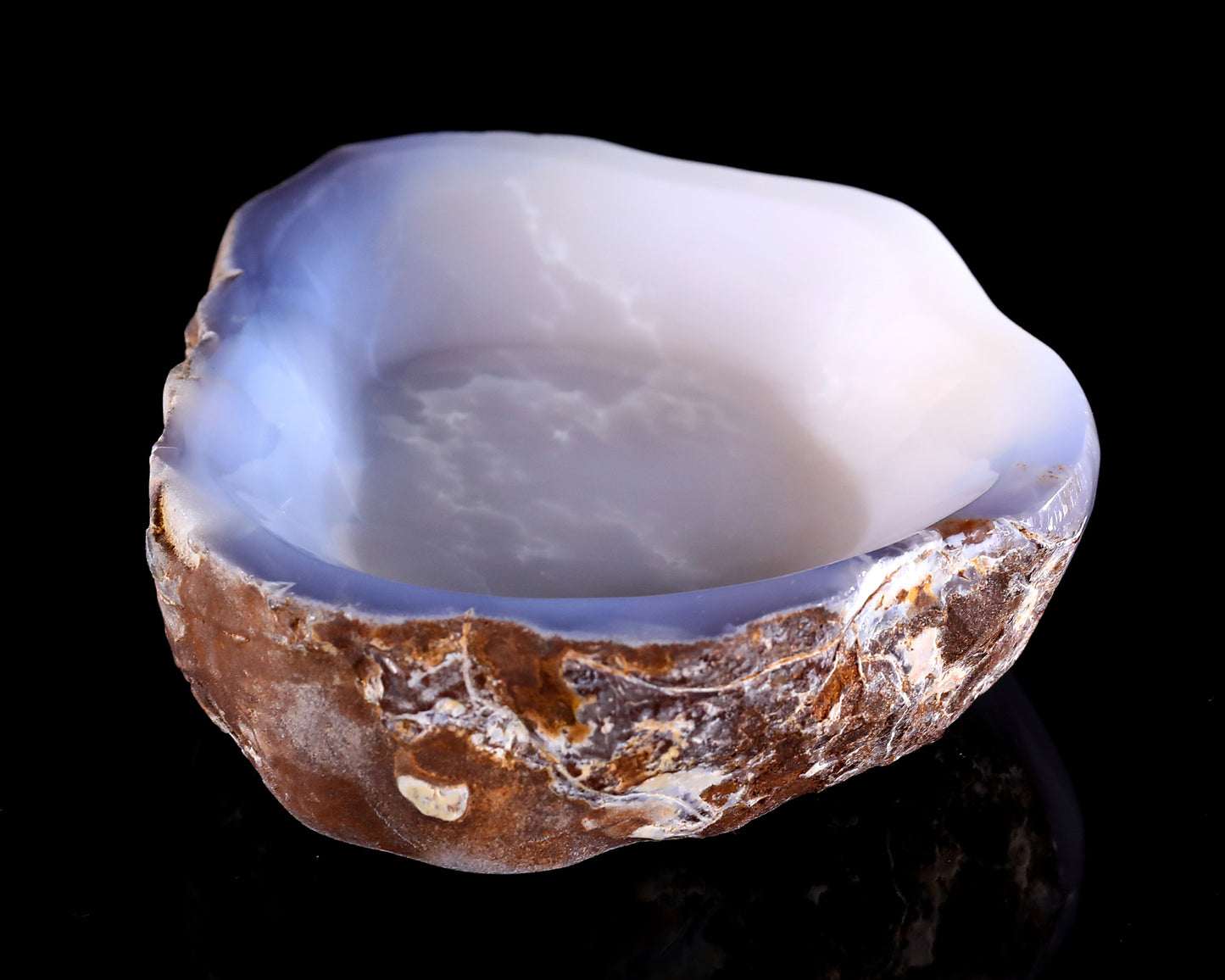 6.3" Blue Chalcedony Hand Carved Crystal Jewelry Tray Fruit Tray
