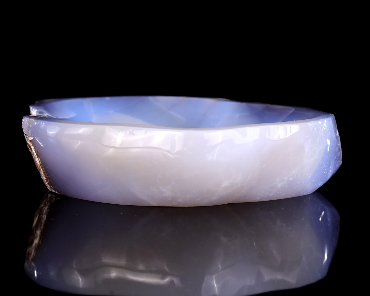 6.3" Blue Chalcedony Hand Carved Crystal Jewelry Tray Fruit Tray