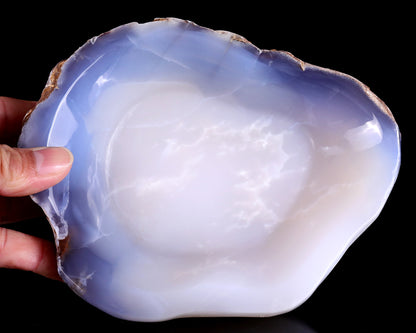 6.3" Blue Chalcedony Hand Carved Crystal Jewelry Tray Fruit Tray