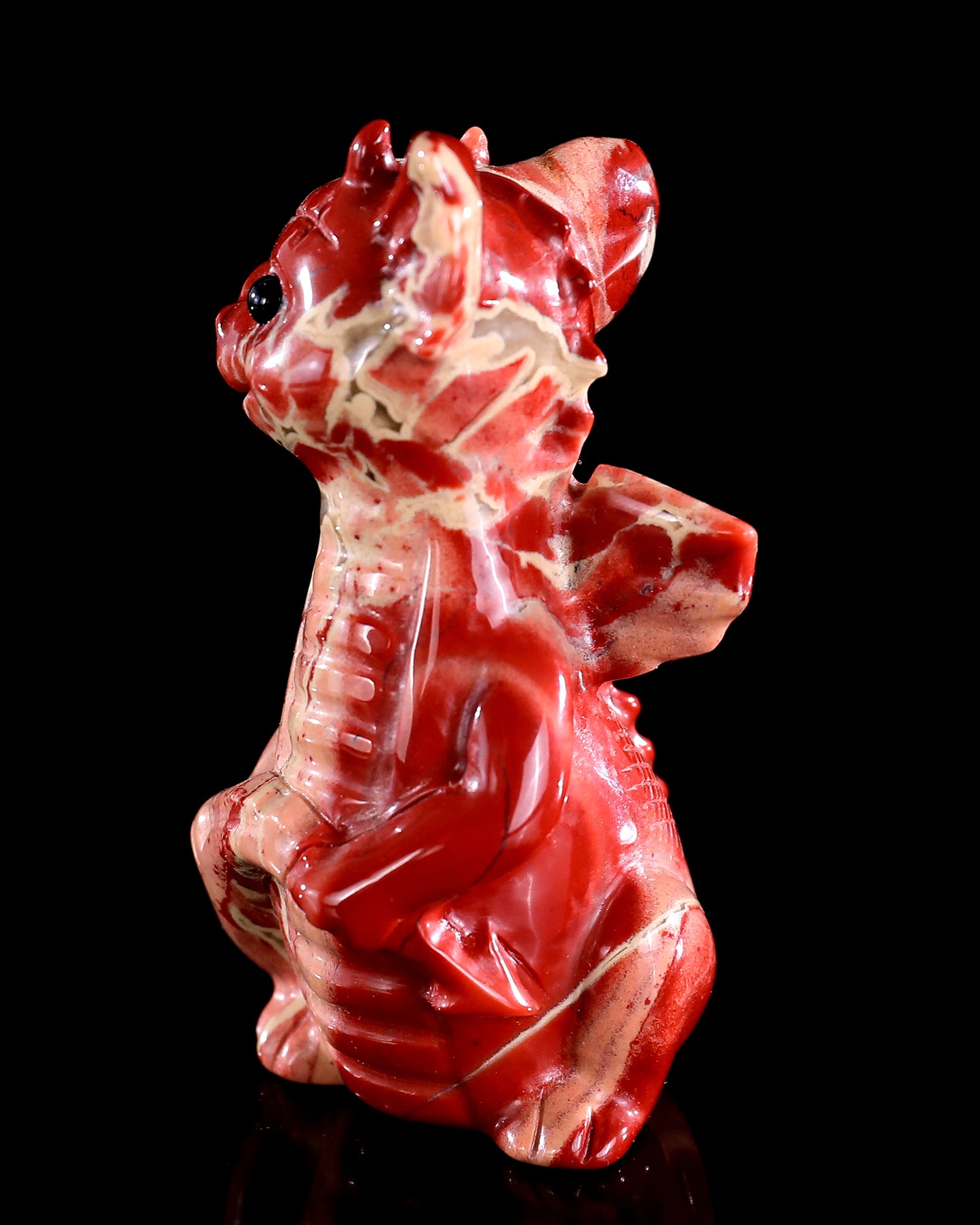 3.3" Red Jasper Hand Carved Crystal Cute Baby Dragon Sculpture