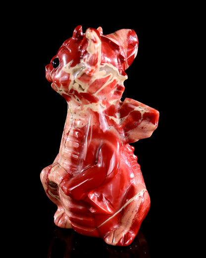 3.3" Red Jasper Hand Carved Crystal Cute Baby Dragon Sculpture