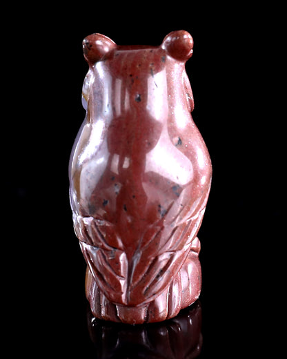 2.0" Hot Lava Agate Hand Carved Crystal Owl Sculpture