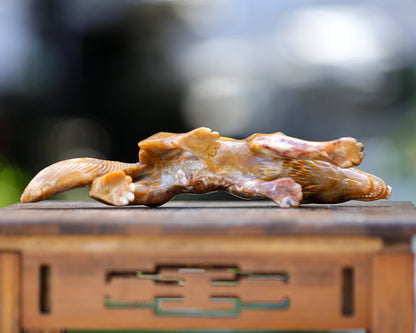 10.2" Chalcedony Hand Carved Crystal Wolf Sculpture