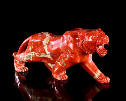 Amazing 9.8" Red Jasper Hand Carved Crystal Tiger Sculpture