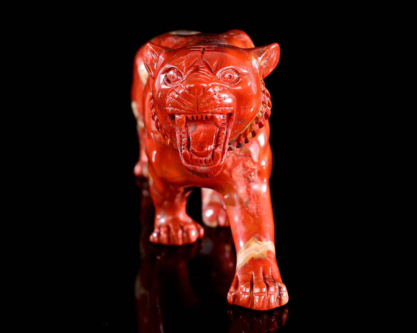 Amazing 9.8" Red Jasper Hand Carved Crystal Tiger Sculpture