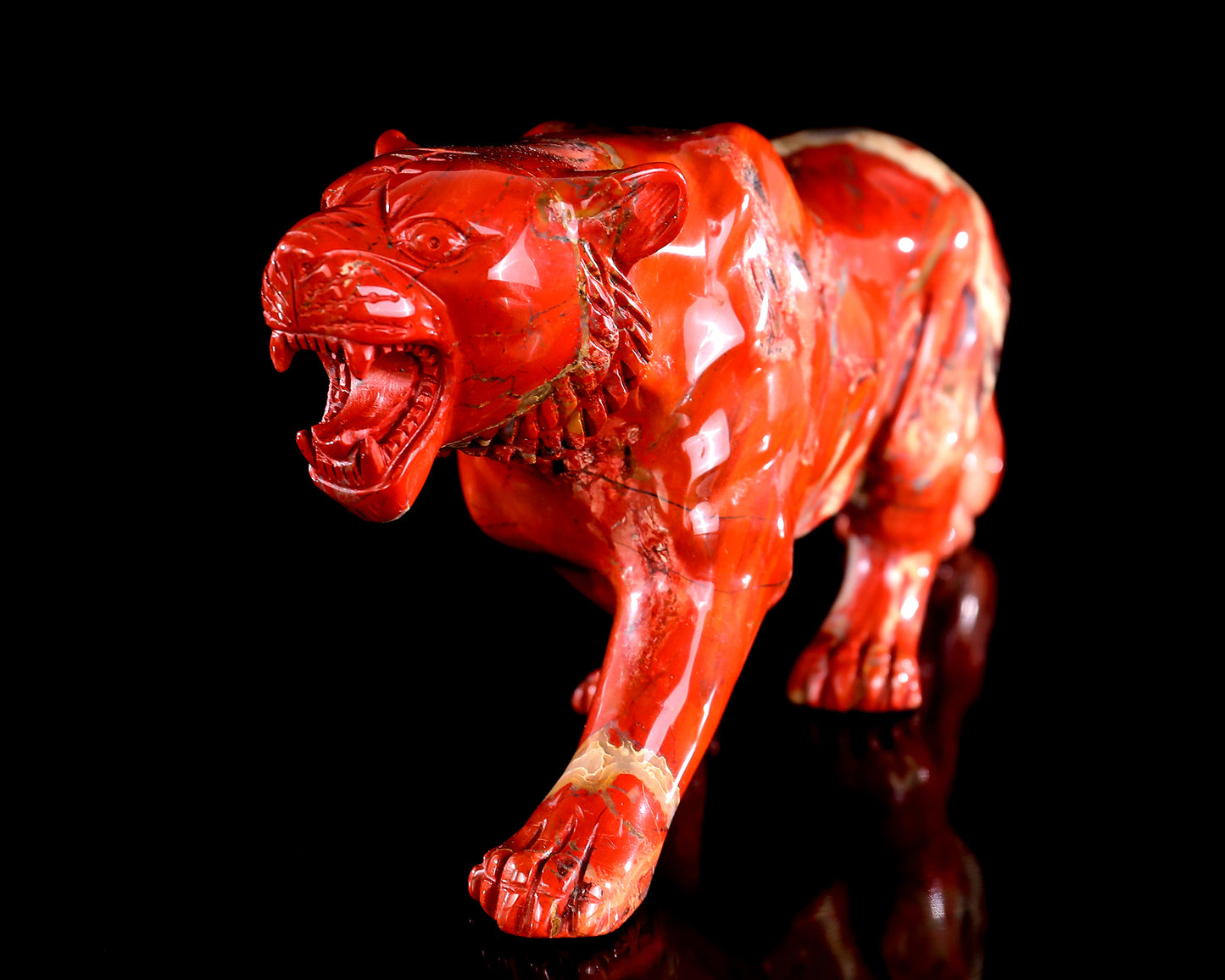 Amazing 9.8" Red Jasper Hand Carved Crystal Tiger Sculpture