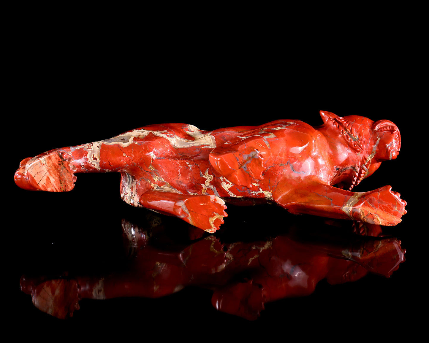 Amazing 9.8" Red Jasper Hand Carved Crystal Tiger Sculpture