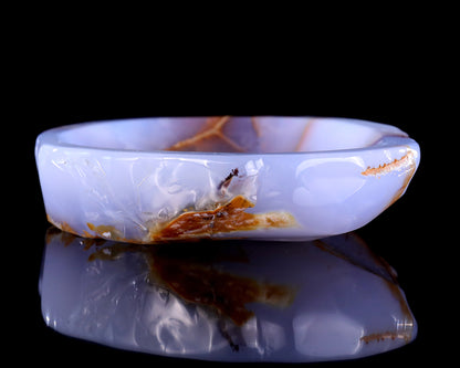 5.3" Blue Chalcedony Hand Carved Crystal Jewelry Tray Fruit Tray