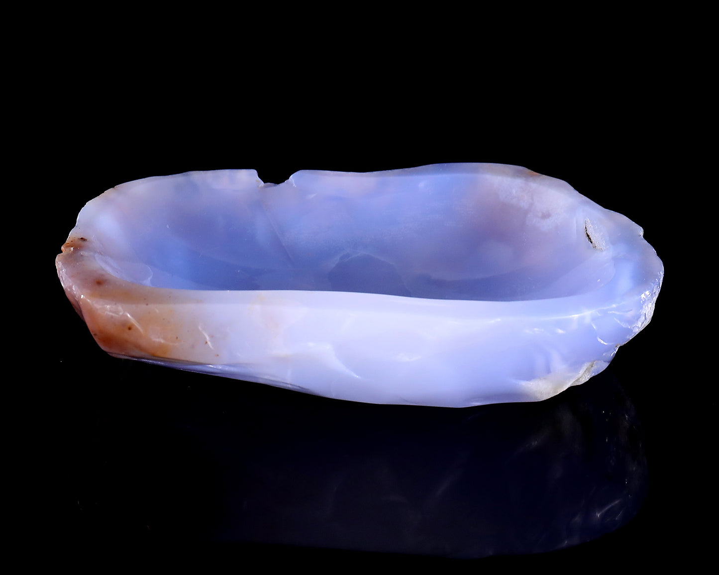 6.2" Blue Chalcedony Hand Carved Crystal Jewelry Tray Fruit Tray