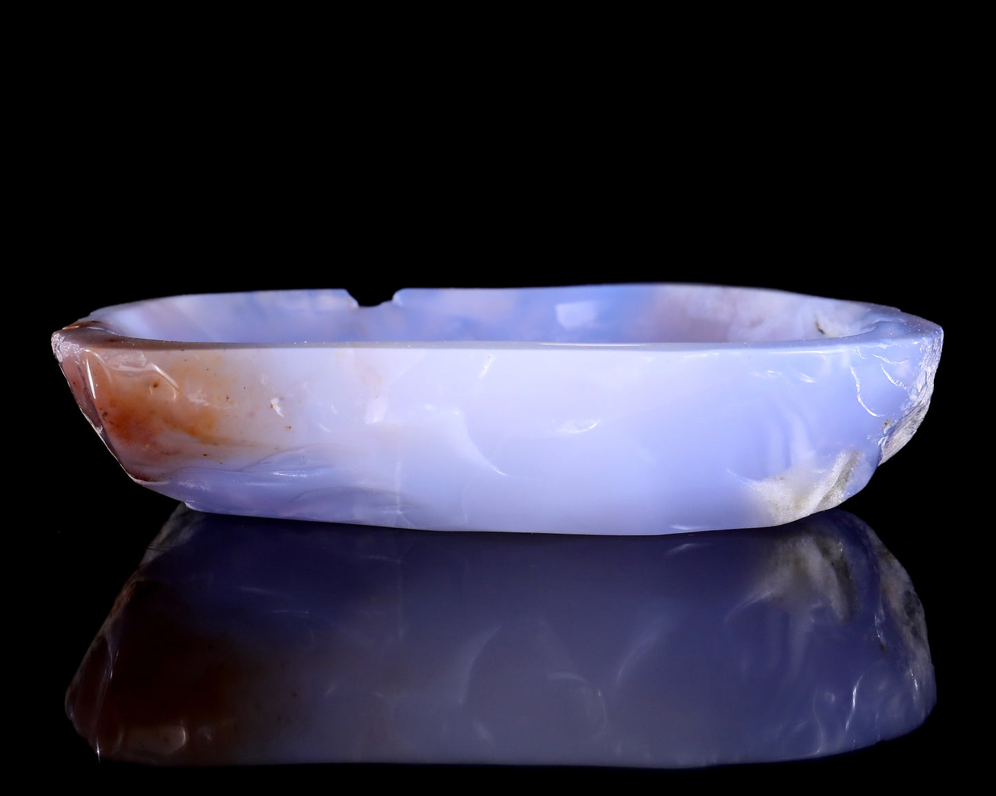 6.2" Blue Chalcedony Hand Carved Crystal Jewelry Tray Fruit Tray