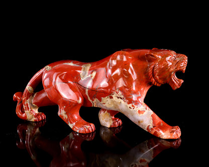 Amazing 9.8" Red Jasper Hand Carved Crystal Tiger Sculpture