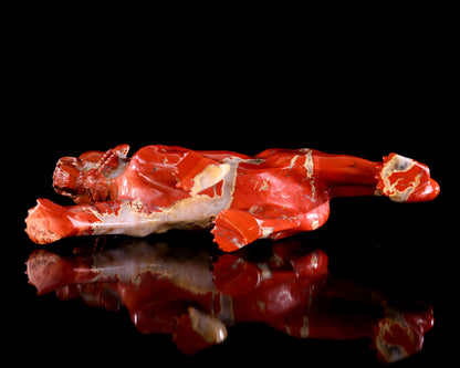 Amazing 9.8" Red Jasper Hand Carved Crystal Tiger Sculpture