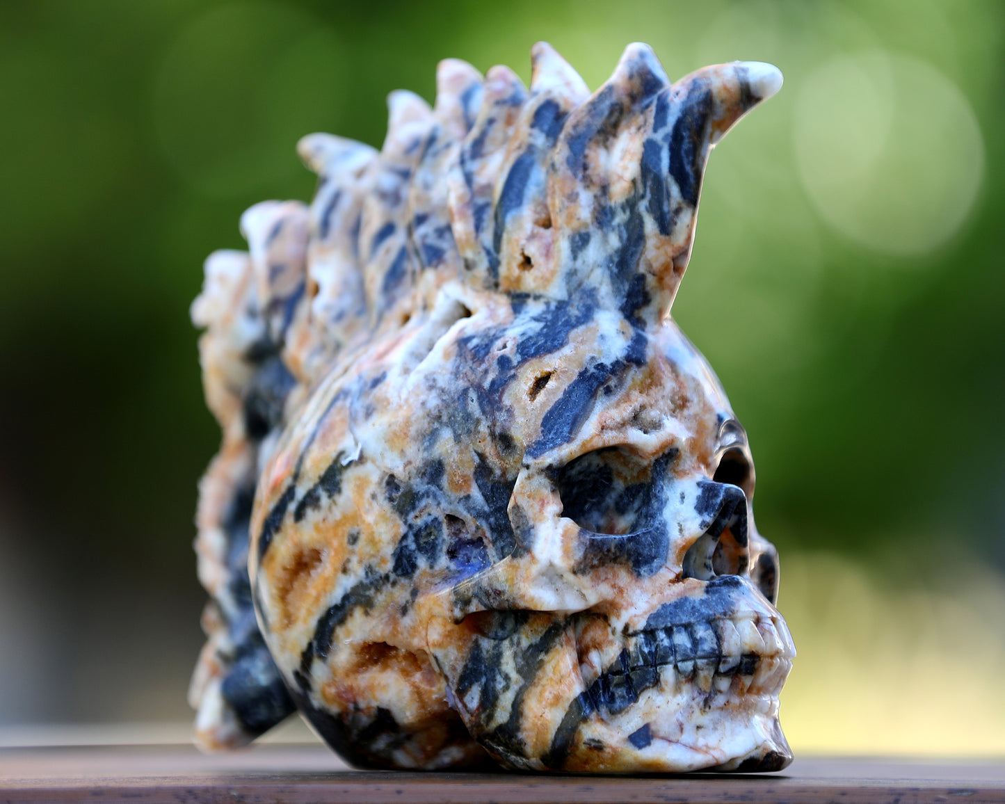Unique 7.9" Geode Agate Hand Carved Crystal Geode Skull Sculpture