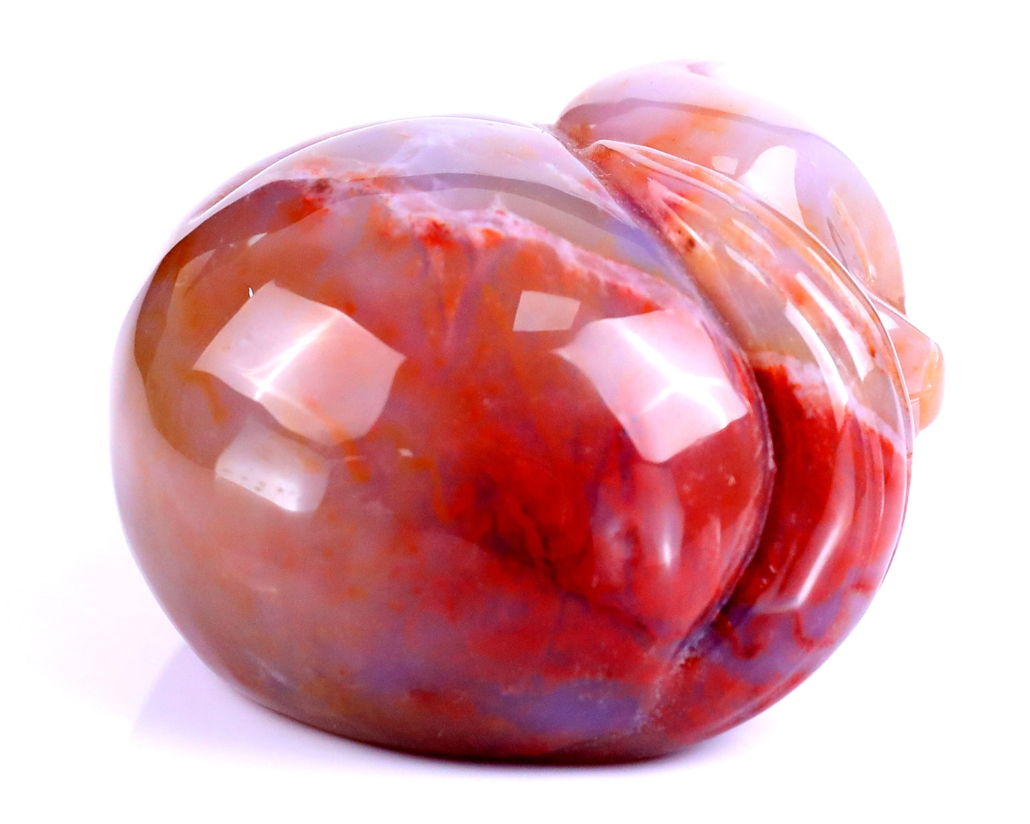 2.5" Red Jasper Hand Carved Crystal Sleepy Cat Sculpture