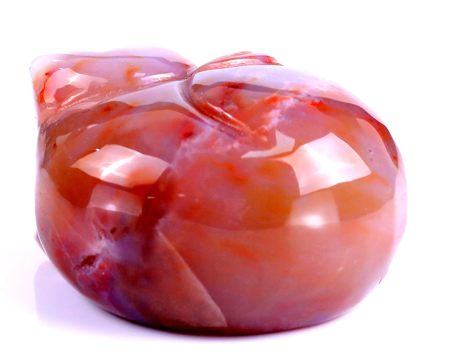 2.5" Red Jasper Hand Carved Crystal Sleepy Cat Sculpture