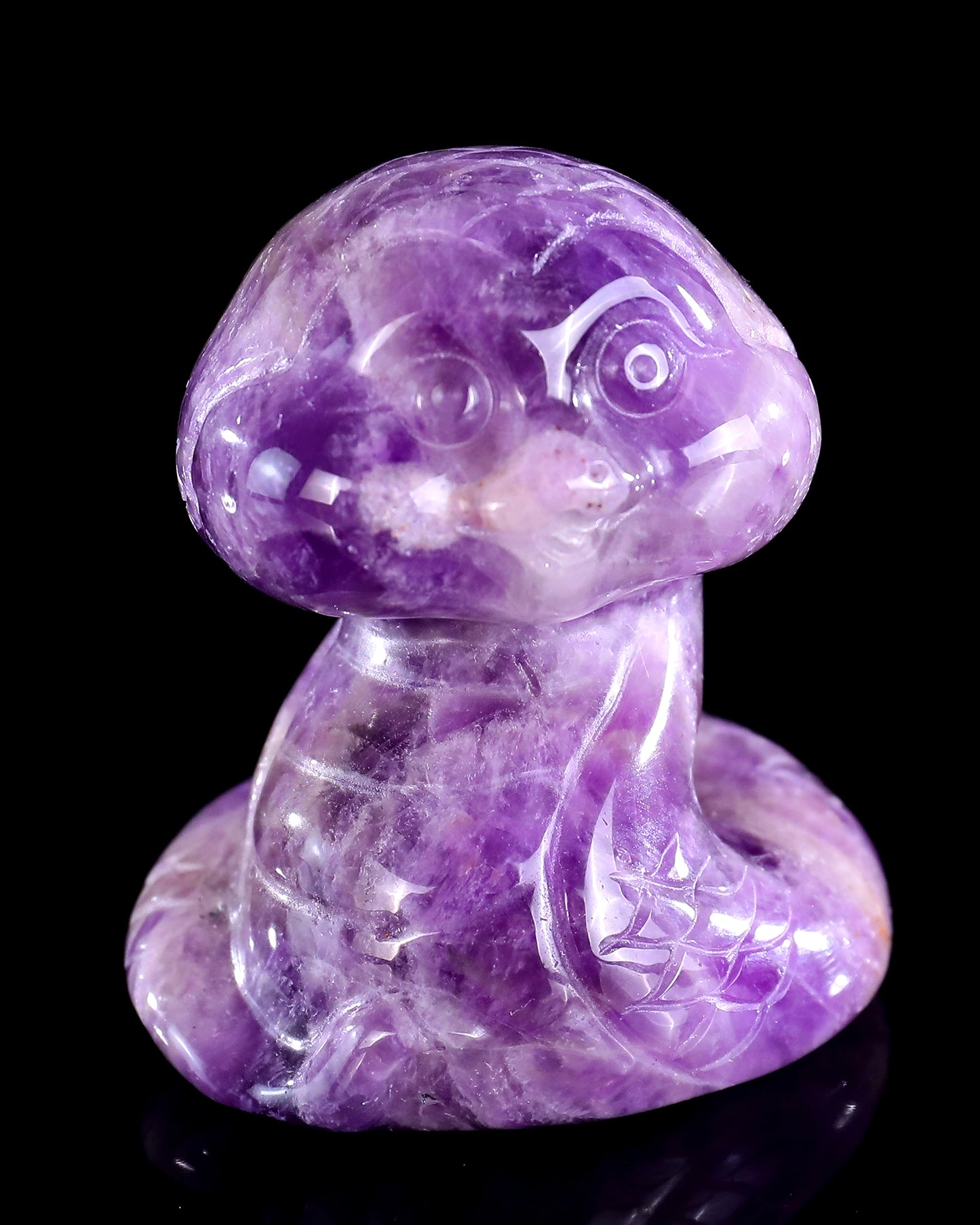 2.4" Amethyst Hand Carved Crystal Baby Snake Sculpture