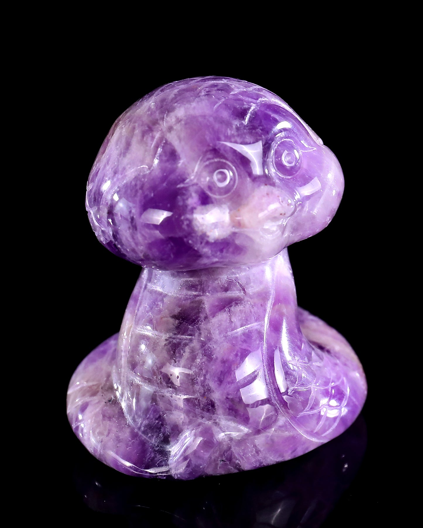 2.4" Amethyst Hand Carved Crystal Baby Snake Sculpture