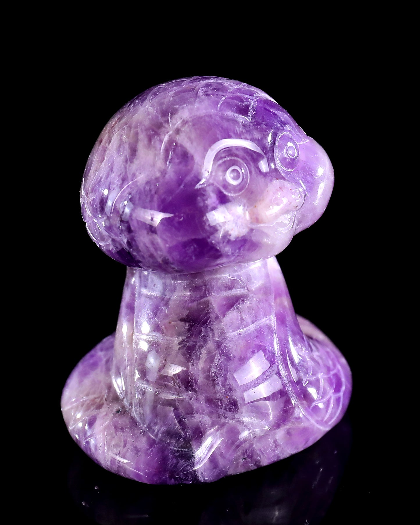 2.4" Amethyst Hand Carved Crystal Baby Snake Sculpture