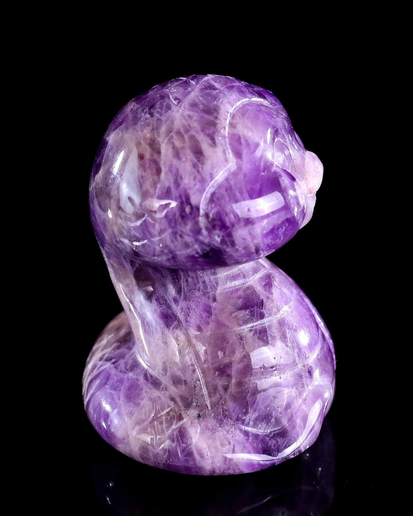 2.4" Amethyst Hand Carved Crystal Baby Snake Sculpture