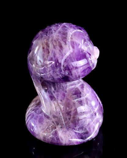 2.4" Amethyst Hand Carved Crystal Baby Snake Sculpture