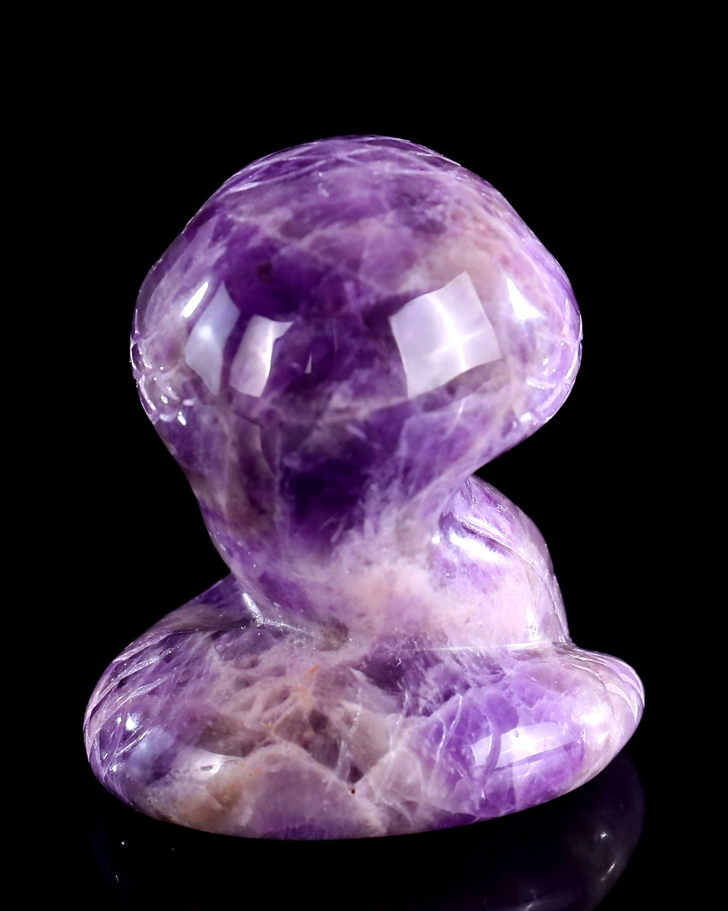 2.4" Amethyst Hand Carved Crystal Baby Snake Sculpture