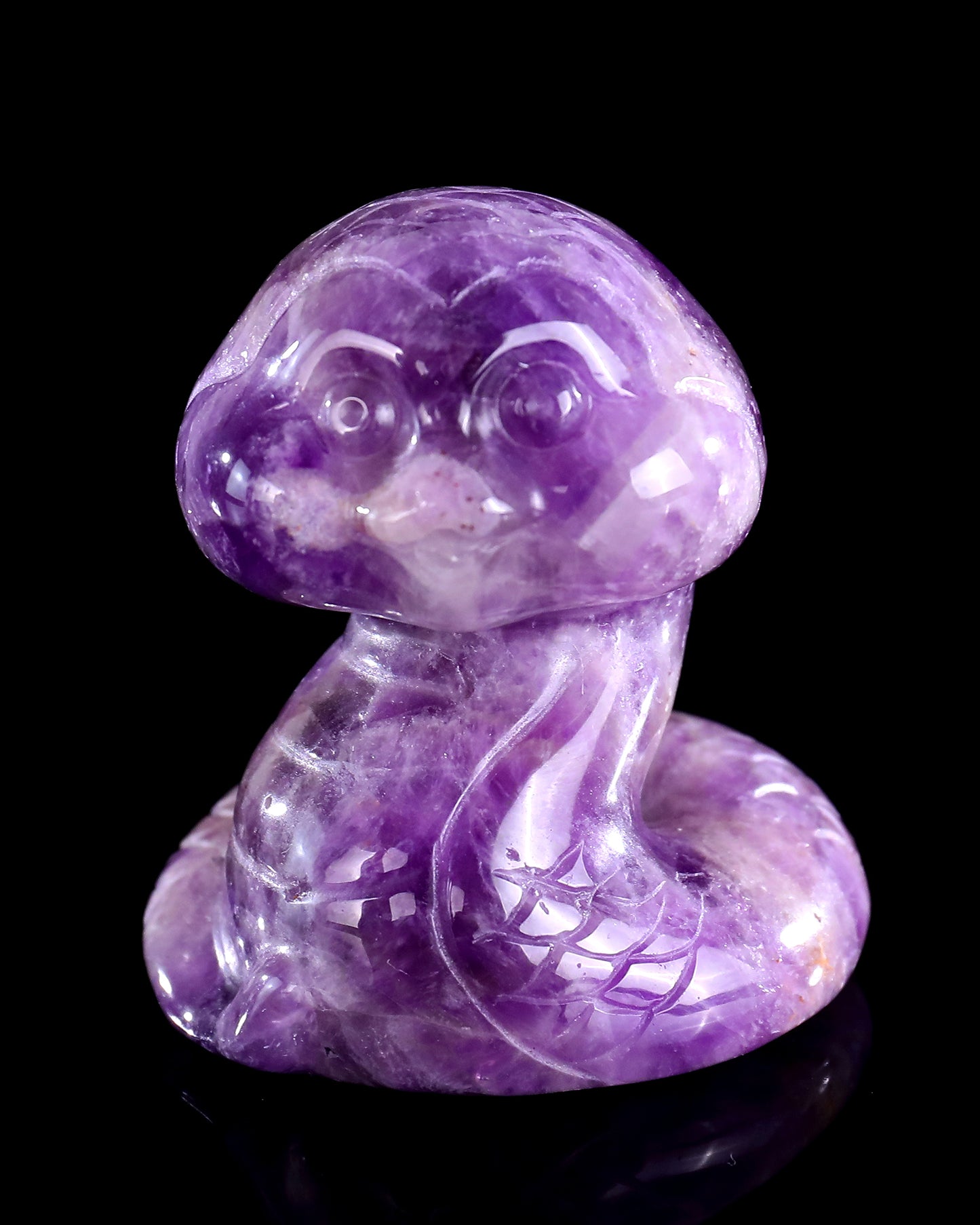 2.4" Amethyst Hand Carved Crystal Baby Snake Sculpture